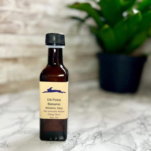 Bottle of Dill Pickle Balsamic from the Lavender Rabbit 