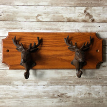 Load image into Gallery viewer, Wall Hooks - Deer on Oak Wood
